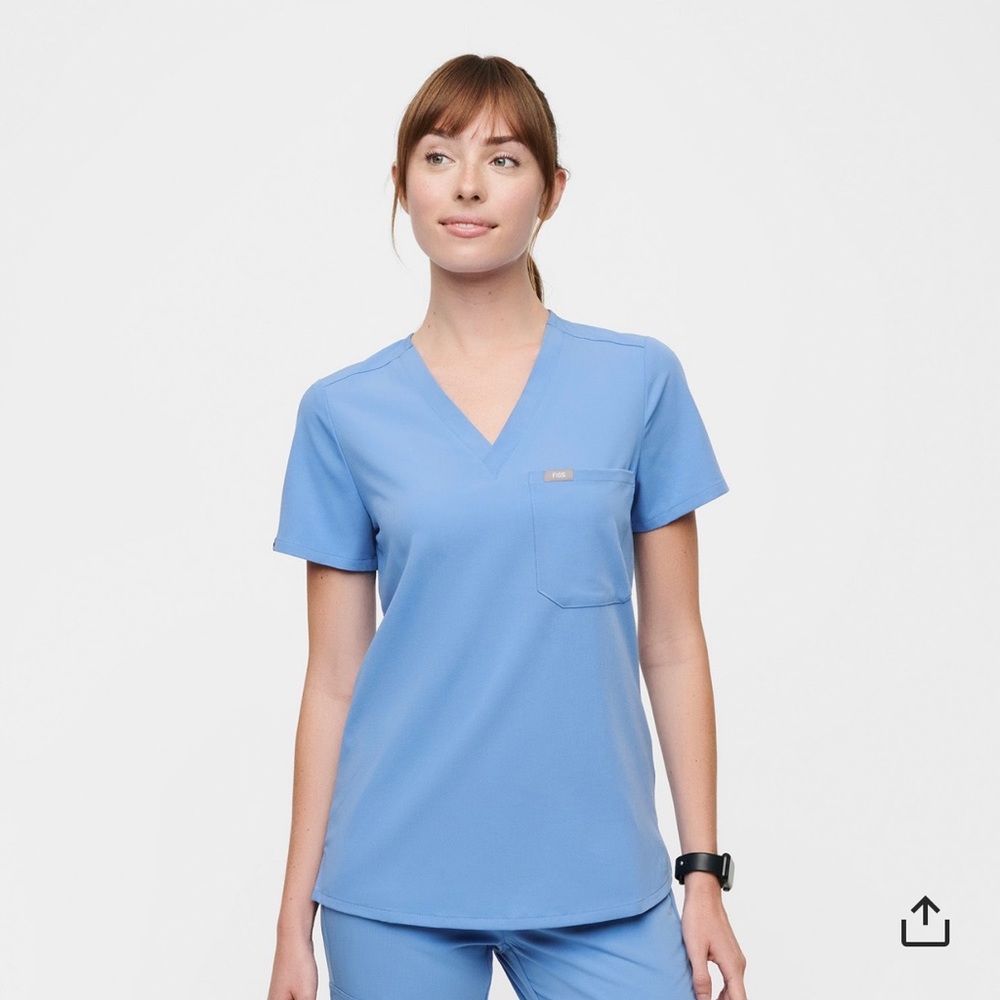 Figs Catrina One packet scrub top ceil blue